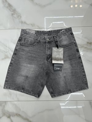 Pantaloncini jeans bermuda baggy Premium grigio