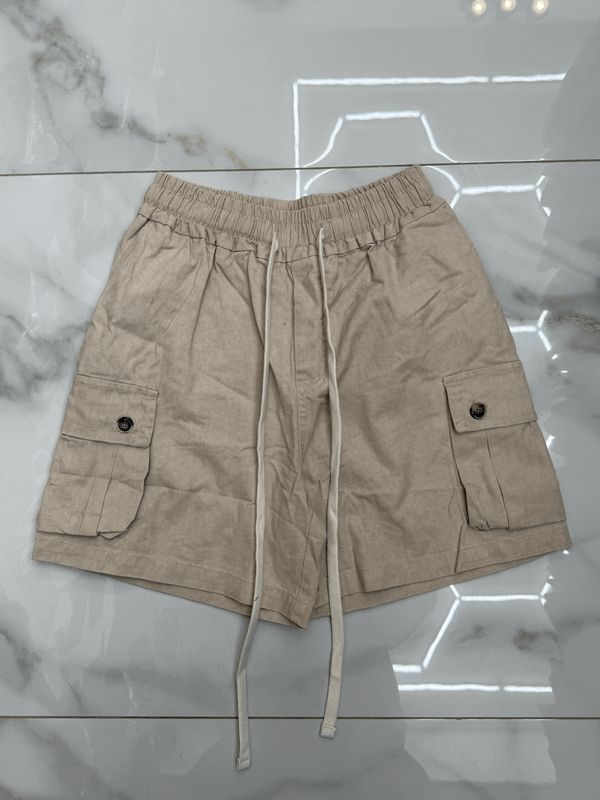 Pantaloncini oversize premium BAMBINO tasconi laterali beige