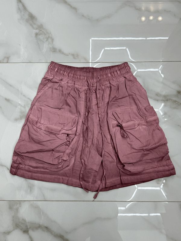 Pantaloncini cargo con tasconi Premium stone wash rosa