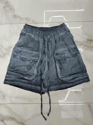 Pantaloncini oversize premium BAMBINO stone wash Celeste