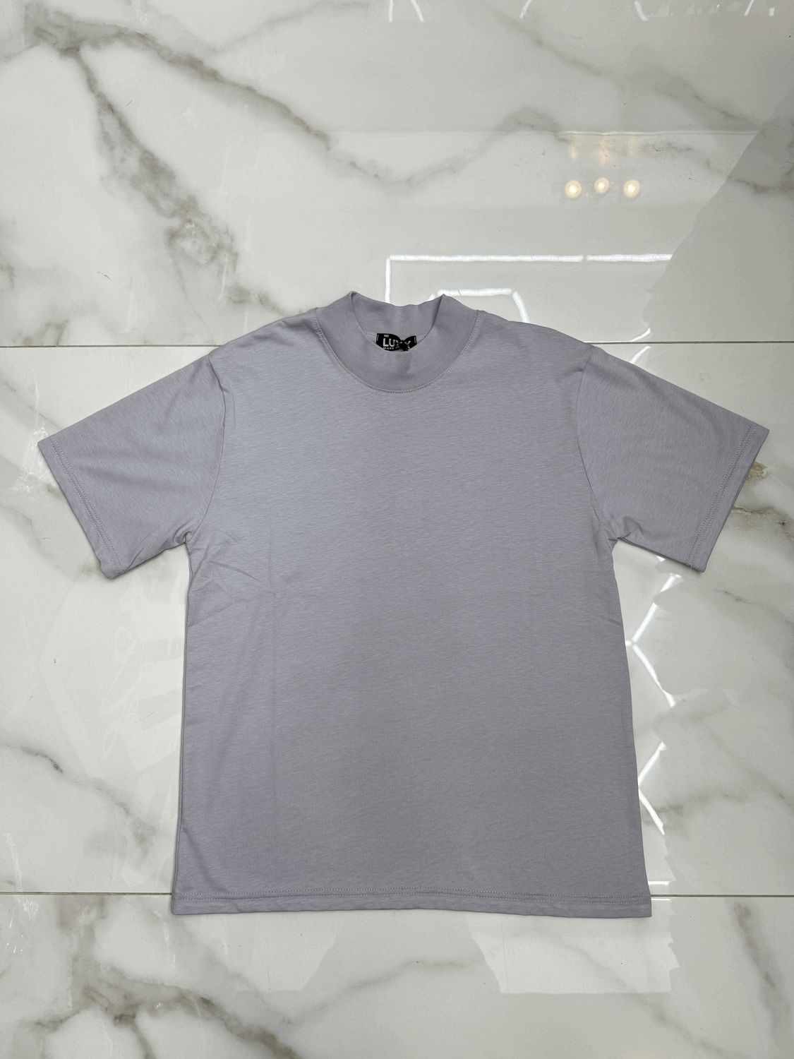 T-shirt tinta unita oversize BAMBINO grigio ghiaccio