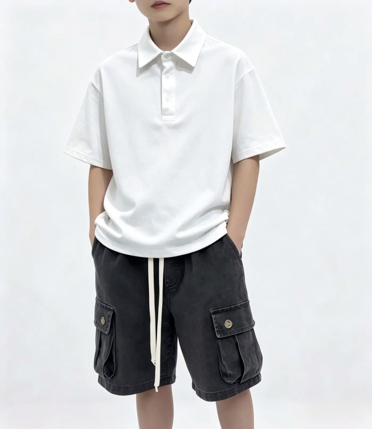 polo oversize premium BAMBINO bianco
