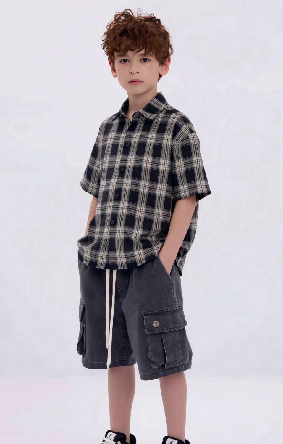 Camicia oversize premium BAMBINO fantasia nero Camicia oversize premium BAMBINO fantasia nero