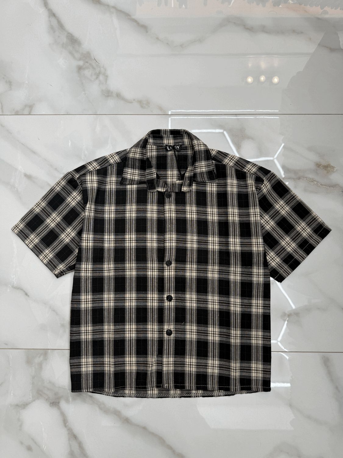 Camicia oversize premium BAMBINO fantasia nero