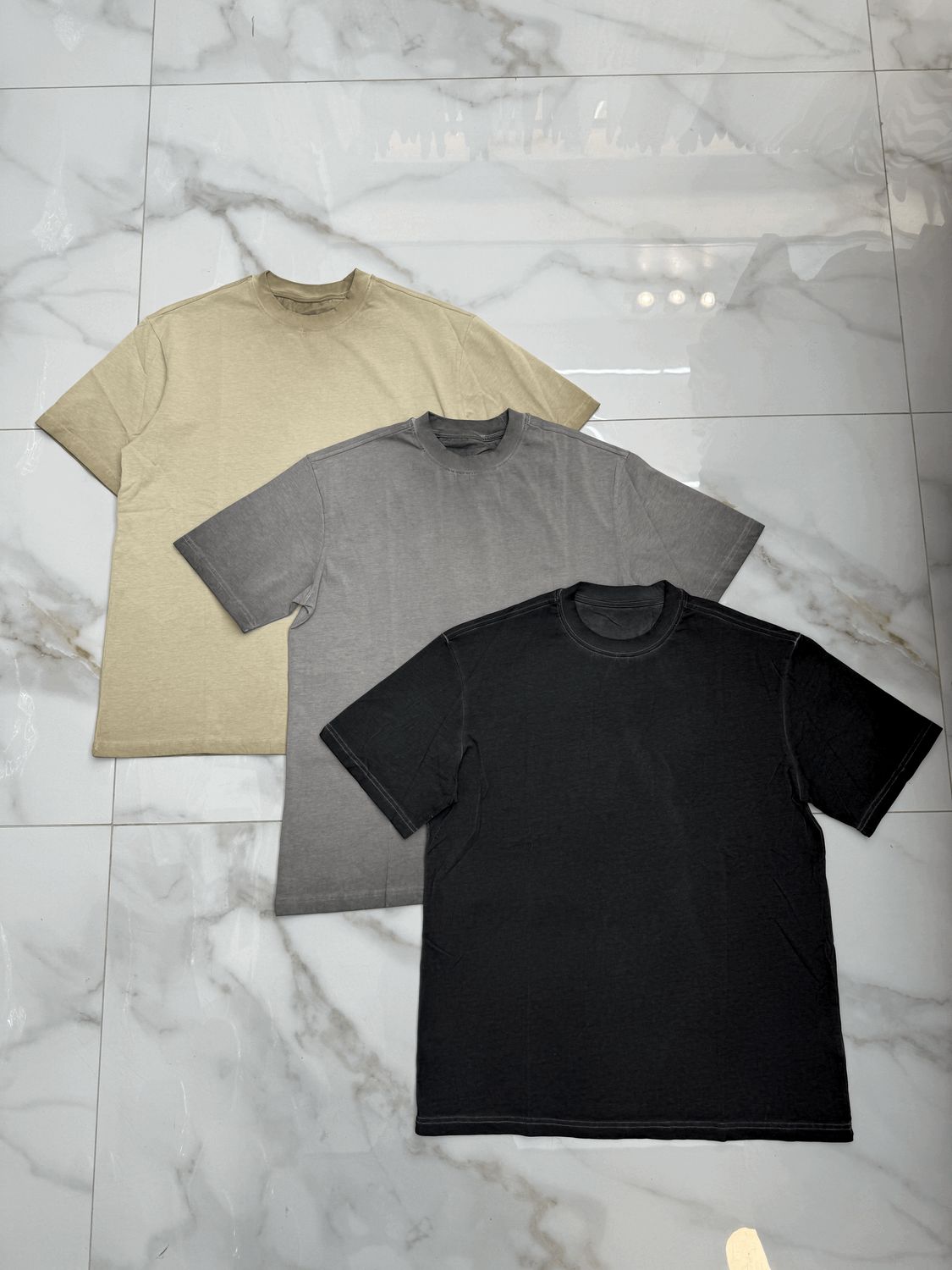 t shirt semi oversize stone wash Premium 3 colori