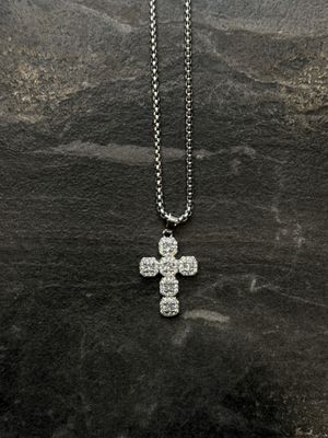 Collana croce con diamanti argento