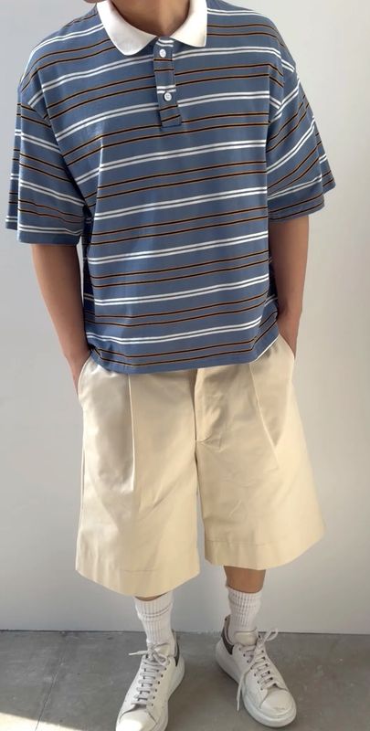 Polo a righe premium miu blu jeans