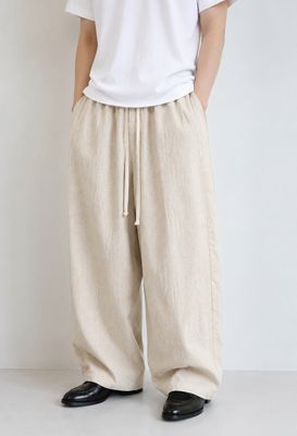 Pantaloni eleganti di lino Fondo largo con pence beige