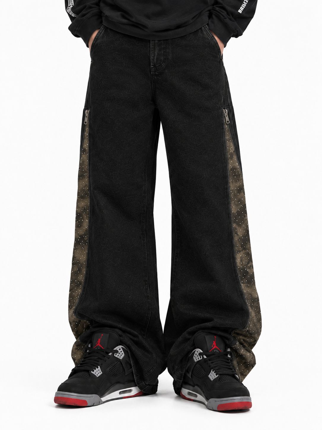 Pantaloni Jeans Flared strass