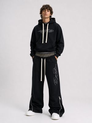 Tuta completa boxy fit felpata doppio pantalone flared