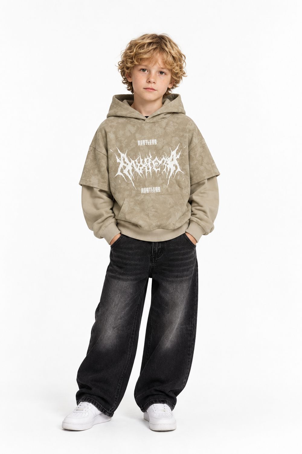 Felpa double restless beige BAMBINO