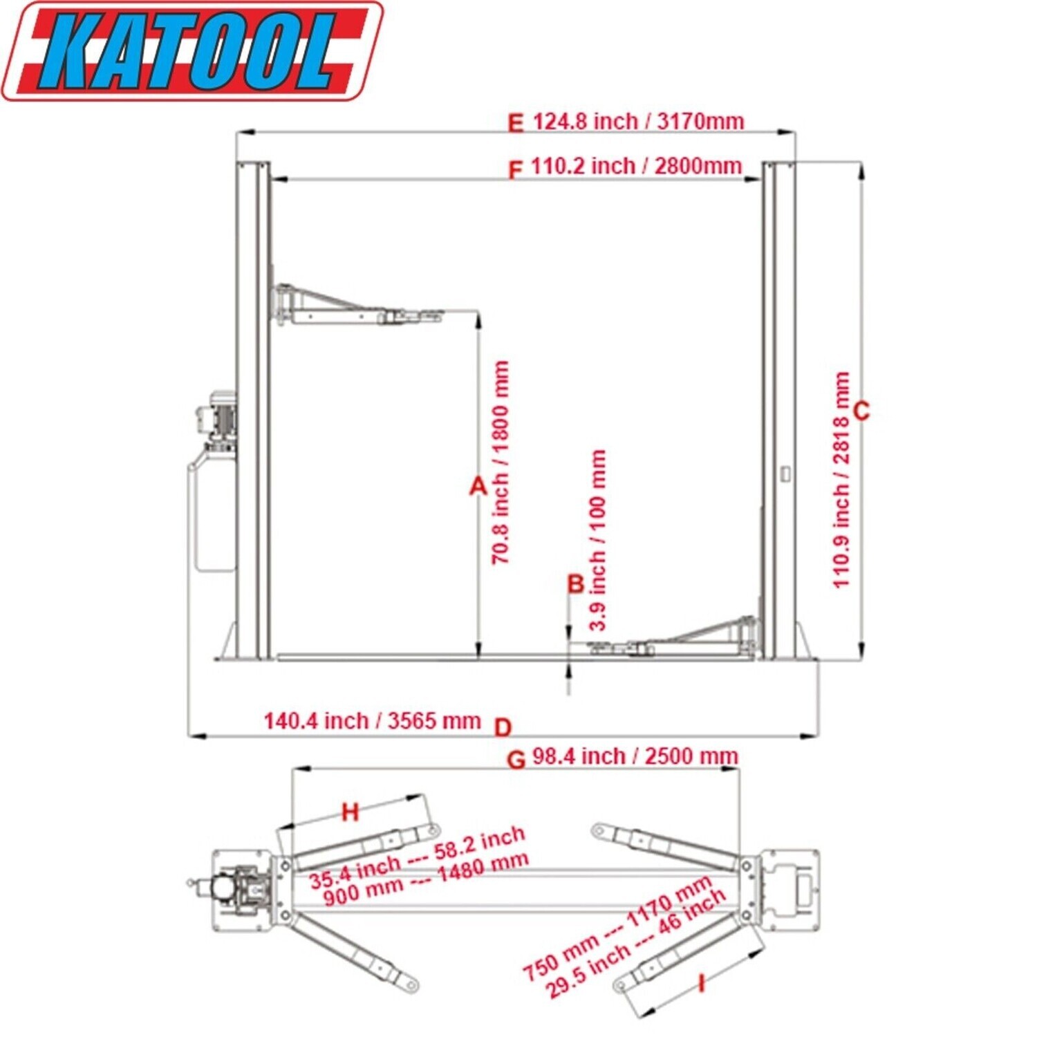Two Post Lift Auto Lift 10000lbs