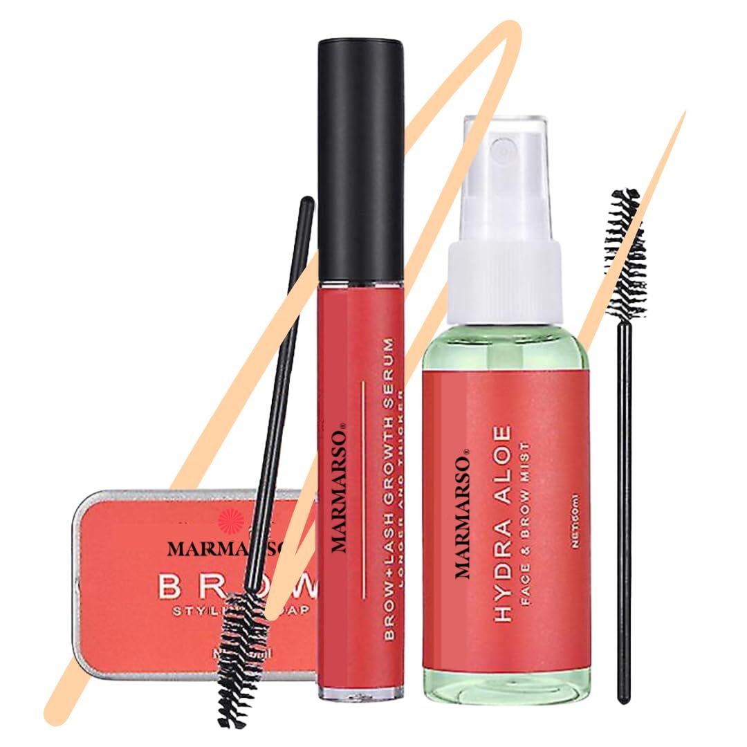 Brow Wow Eyebrow &amp; Eyelash Growth Serum Kit, Enhancing Formula With Natural Aloe Vera Spray Thick Eyebrow Soap Styling Brushes