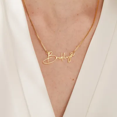 Bespoke Personalized 14K Plated Gold Name Necklace Custom Gold Name Necklace