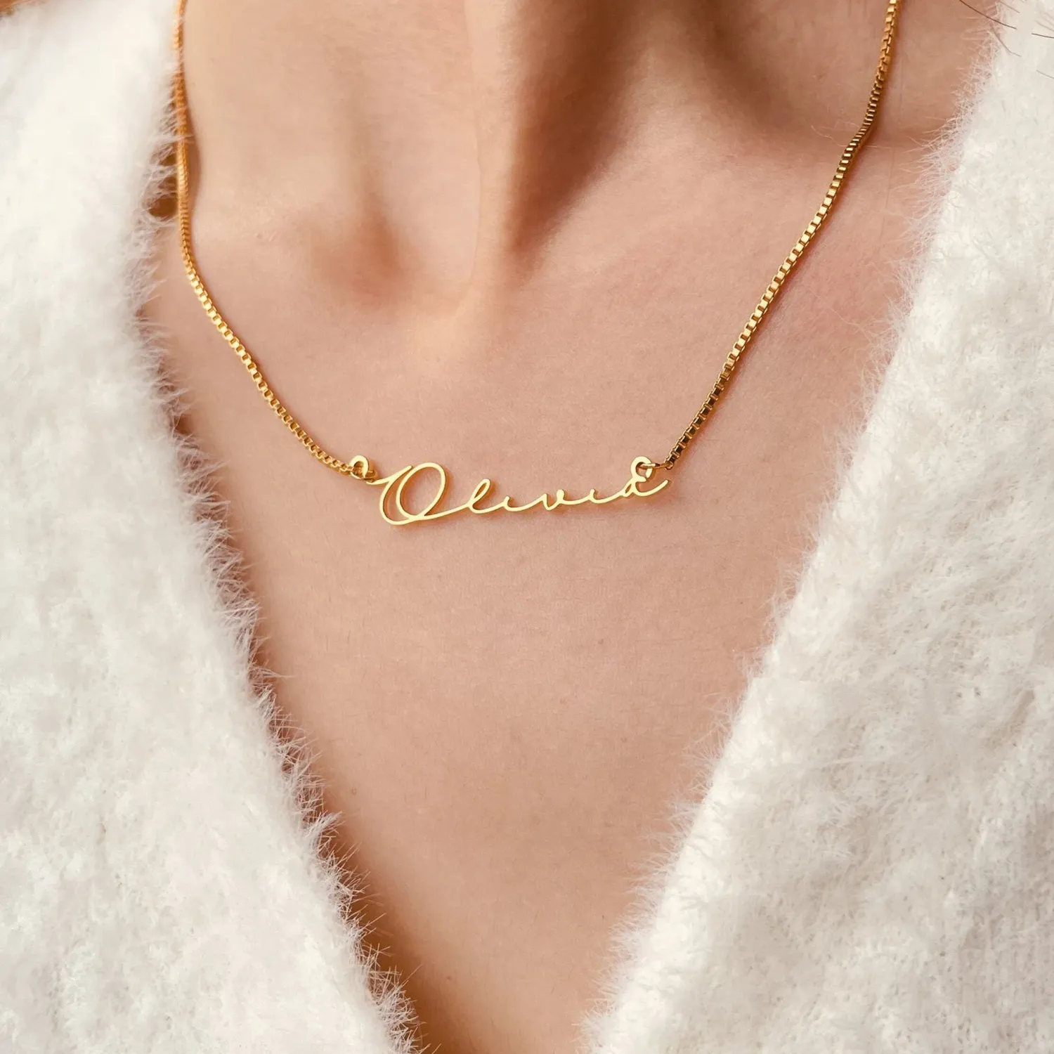 Bespoke Personalized 14K Plated Gold Name Necklace Custom Gold Name Necklace