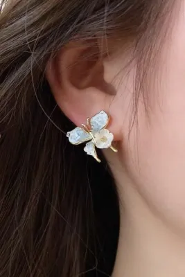 Bespoke Mosaic Butterfly Earring with Gradient Crystal 925 Silver Finish Blue Or Pink Flower Earring By MARMARSO