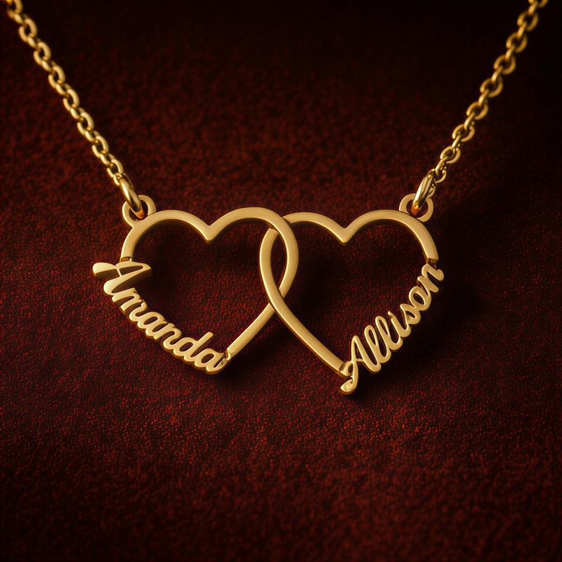 Custom Engraved Hearts Keepsake Necklace