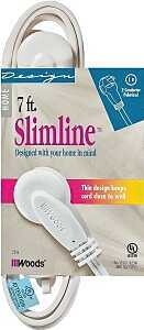 CORD EXT INDR SLM 16/2X7FT WHT