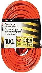 CORD EXT OUTDOOR12/3X100FT ORG