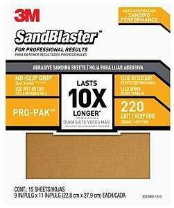 SANDPAPER GRIP 220 9X11IN 15PK