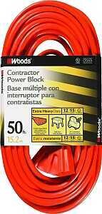 CORD EXT OTDR12/3X50FT 3OT ORG