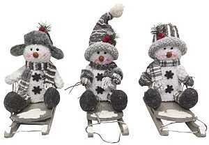 TOY PLUSH SNOWMAN ON SLED 10IN