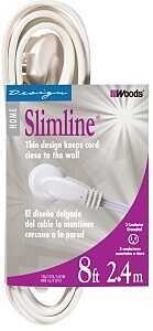 CORD EXT THINPLUG 16/3X8FT WHT