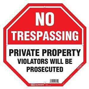OCT-110 SIGN NOTRSNG RD12X12IN