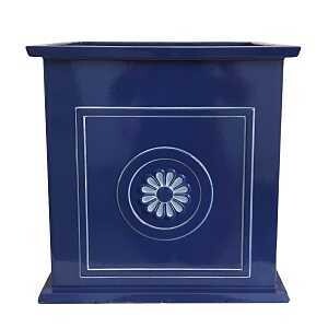PLANTER SQ NAVY WHITEWASH 16IN