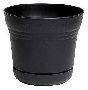 PLANTER W/SAUCER BLACK 14IN
