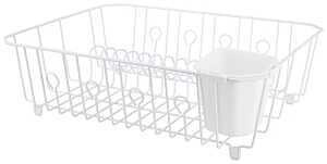 DISH DRAINER W/ BASKET WHITE