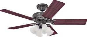 FAN CEIL 52IN 5BLD/3LT CAND BZ