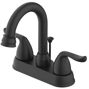 FAUCET LAV 4IN 2HNDL LEVER BLK