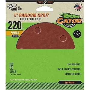 3781 5HOLE HK/LOOP 220GRIT 5PK