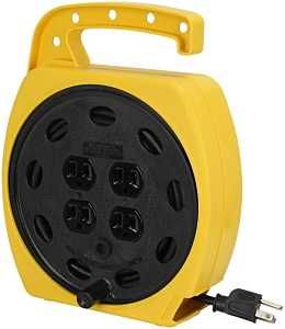 REEL CORD 4OUTLT 16/3X25FT YEL
