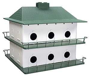 PH-12 BIRD HOUSE PLSTC GR/WH