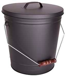BUCKET ASH W/LID BLK 13IN