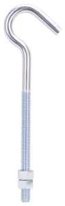 STEEL ZINC HOOK BOLT W/NUT 7IN