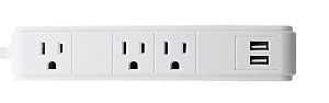 STRIP SURGE 3-OUT 2 USB 2.5FT