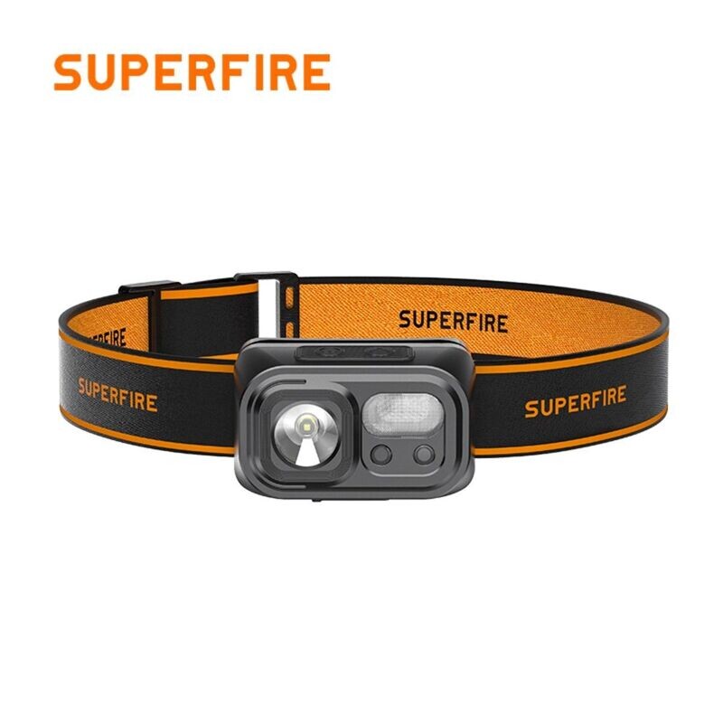 SUPERFIRE HL23 LED Headlamp Induction USB-C Rechargeable Headlight Waterproof Portable LED Flashlight for Hiking Camping Search