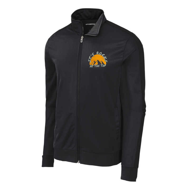&quot;Its Rocky At The Top&quot; Tennessee Tricot Sleeve Stripe Track Jacket (Black Out)