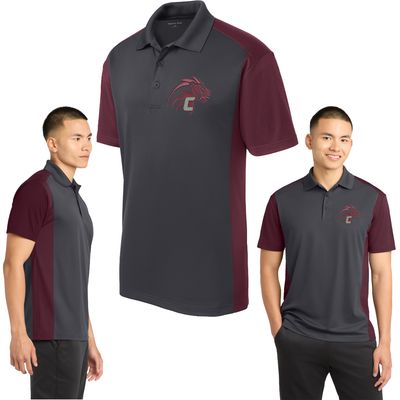 Steel Grey/Maroon Colorblock Micropique Sport-Wick® Polo