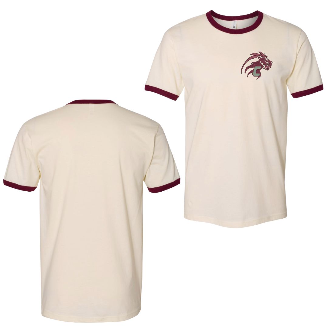 Natural/Maroon Unisex Cotton Ringer T-Shirt