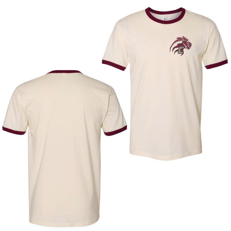 Natural/Maroon Unisex Cotton Ringer T-Shirt