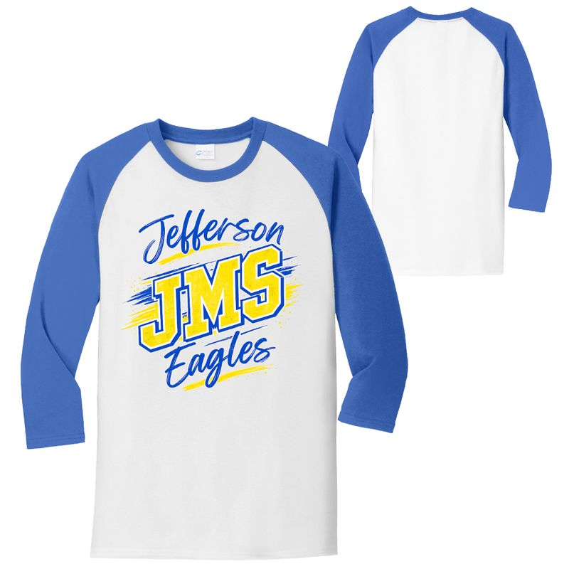 Royal/White 3/4-Sleeve Raglan "JMS" Tee