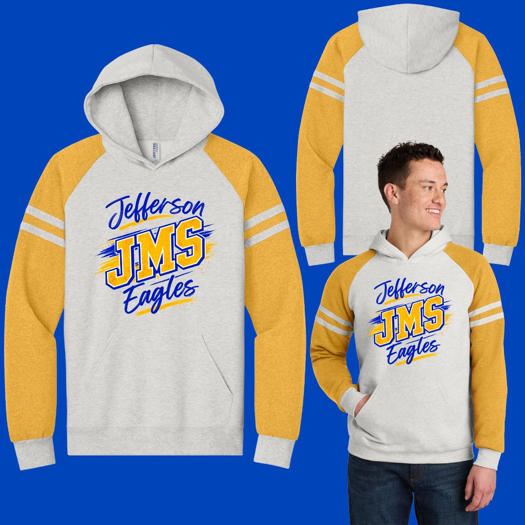 Oatmeal/Yellow Mustard Varsity Colorblock Hooded Sweatshirt