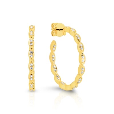 Diamond Hoop 9ct Gold Earrings