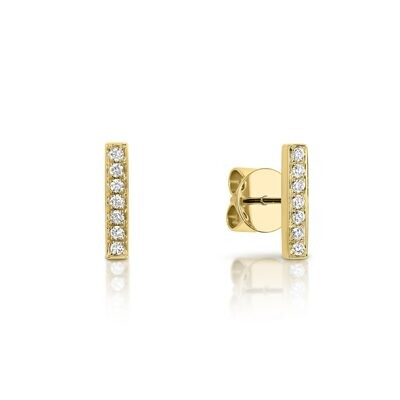 Diamond Bar Stud Earrings set 9ct Gold