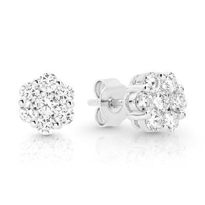 Laboratory Diamonds Flower Earrings set in 14ct White Gold