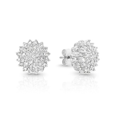 Flower Earrings​ with ​Laboratory Diamonds set in 14ct White Gold